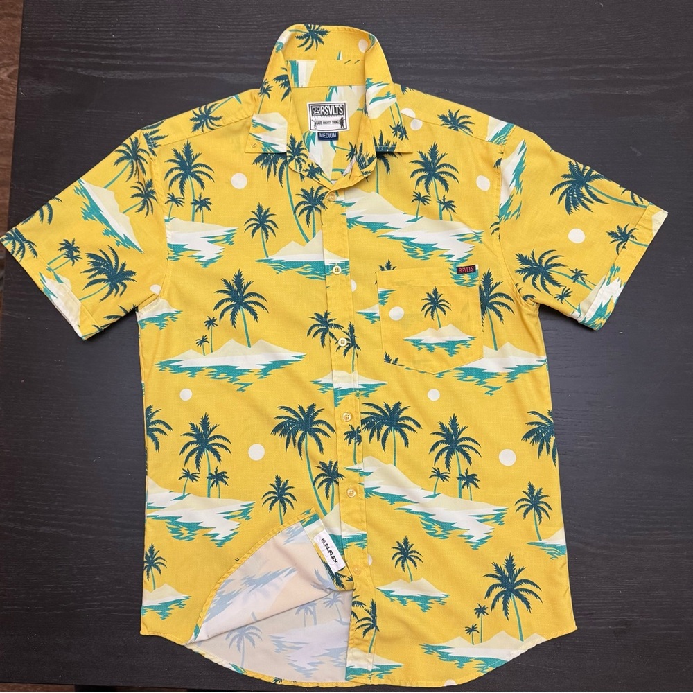🌴 RSVLTS “The Stuntman” Yellow Tropical Print Men's Shirt M 🌴